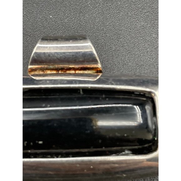 Rectangular Silvertone Black Resin Pendant Length 2.25 Inches - Picture 4 of 8